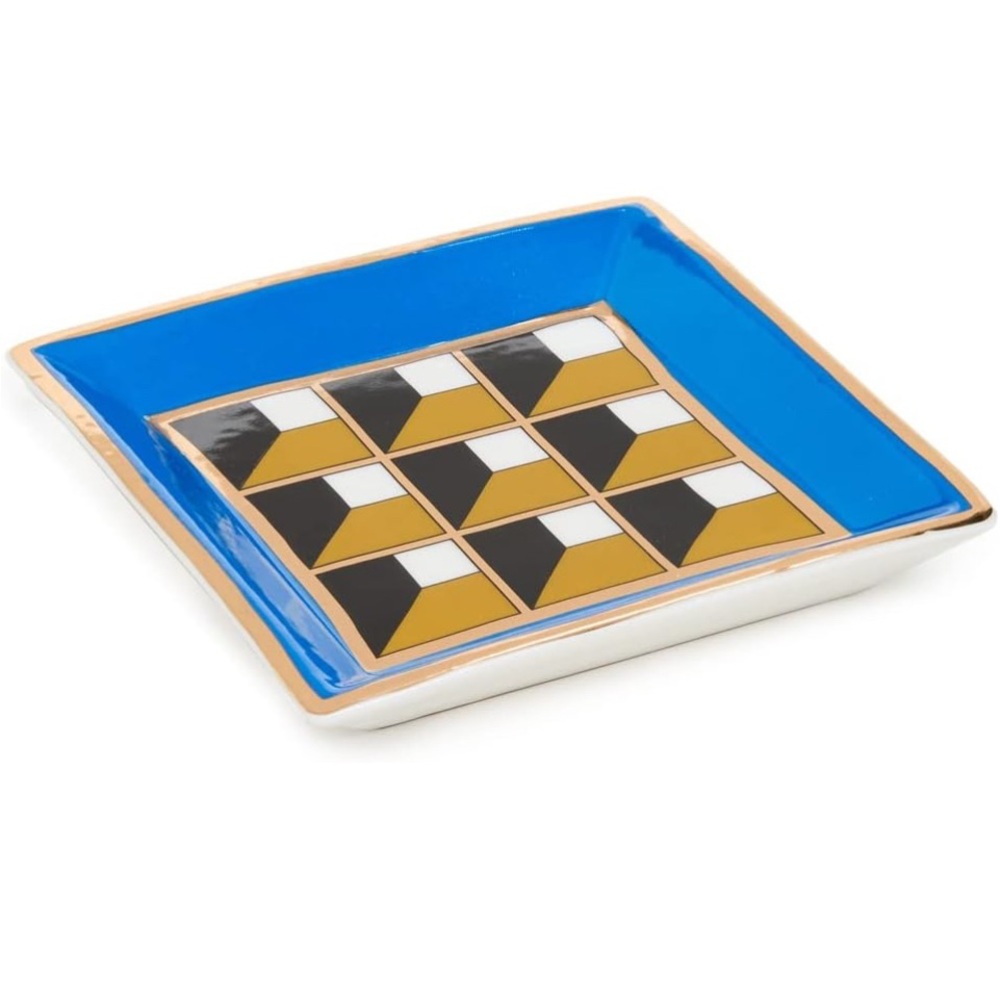 Jonathan Adler Arcade Square Tray Blue/Gold - discontinued, collectible item!